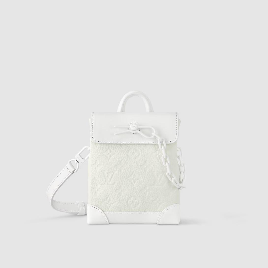 Túi Louis Vuitton Nano Steamer Taurillon Monogram Nam Trắng